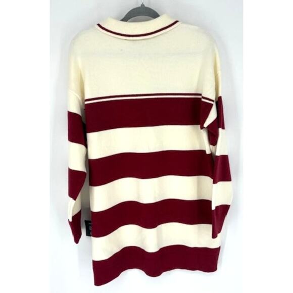 Lulus “Stellar Cutie” Ivory and Red Striped Collared Sweater Mini Dress – Medium - Picture 6 of 10